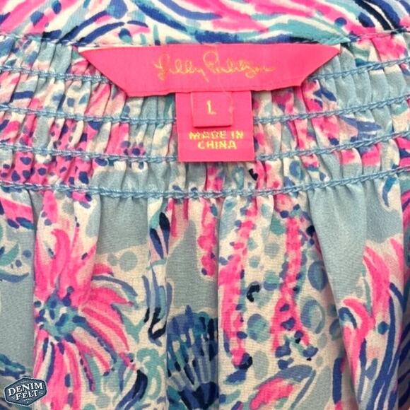 Lilly Pulitzer Elsa Top Cabana Cocktail Size L 100% Silk Blouse/Top | RARE! - Picture 4 of 9